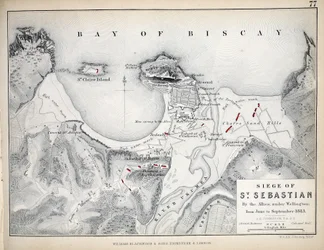 Map of the Siege of St Sebastian, published by William Blackwood and Sons, Edinburgh and London, 1848
